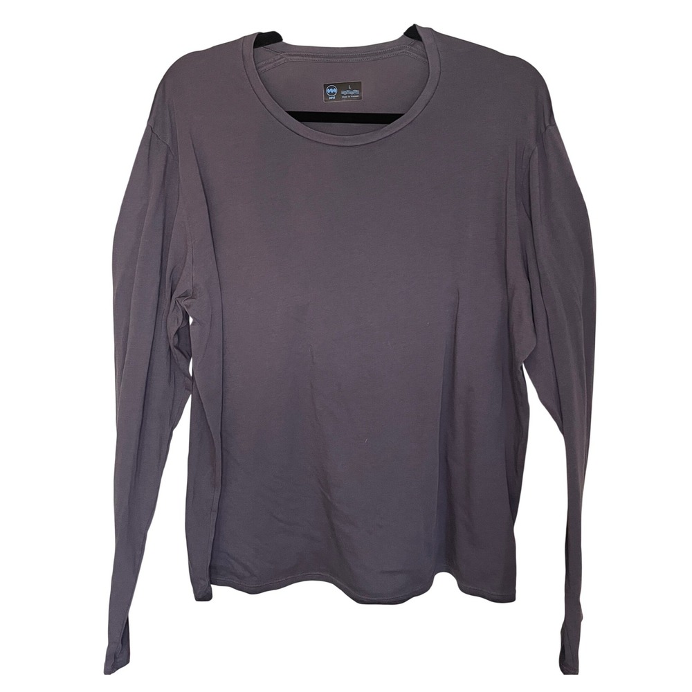 Janji Groundwork Long Sleeve Running Shirt Gray Supima Cotton Blend Mens Large